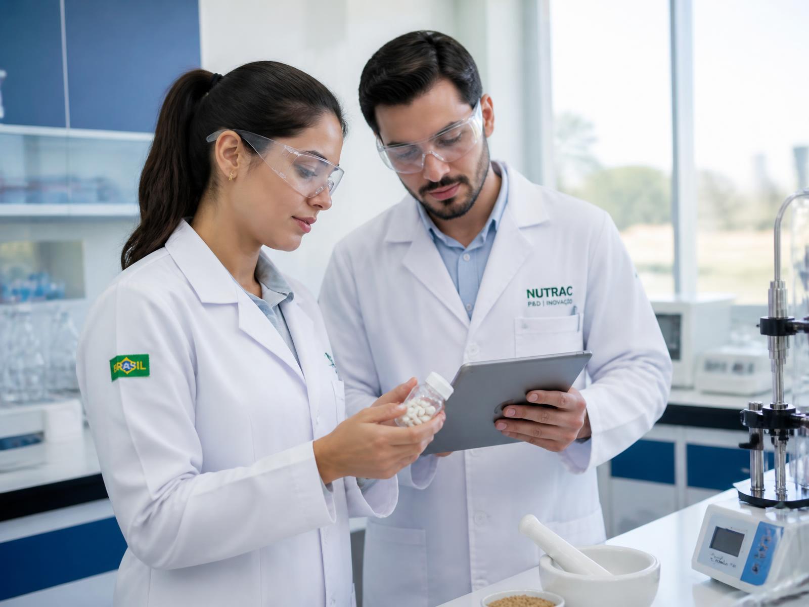 Especialistas em laboratório desenvolvendo as formulações da Nutri Cognitiva